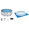 Bestway 56420-3 Piscina Fuori Terra Steel Pro Max da 366 x 122 cm & 58002 Tappeto Base Per Piscina Da, ‎Azzurro, ‎396 Cm, Azzurro