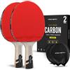 PRO SPIN Racchetta Ping Pong in Fibra di Carbonio - 7 strati, Gomma Offensiva, Spugna 2 mm e Custodia - Confezione da 2 - Dai il Massimo con la Racchetta Ping Pong Serie Élite in Carbonio