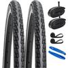 YunSCM 2Pcs 26 Pollici pneumatici 26x1 3/8 ETRTO 37-590 e 2Pcs 26 pollici Camera d'Aria AV32mm, Compatibili Biciclette 26x1 3/8 copertoni e Camera d'aria