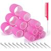 Romon 31 Pezzi Bigodini Grandi Set, 60mm 45mm 36mm Bigodini Autoafferranti e 12 Pz Fermagli, Bigodini Hair Rollers Boccoli Capelli Senza Calore per Salon Barber, Dormire, Capelli Lunghi e Corti(Rosa)