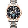 DAXIAOYU Trend Starry Sky Dial Orologio da polso da uomo luminoso impermeabile multifunzionale cronografo calendario orologio al quarzo in acciaio inossidabile, Rose Nero-acciaio, Bracciale