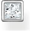 Thomas Sabo Orecchino singolo in argento con pietra bianca quadrata H2256-051-14, Taglia unica, Argento sterling, Zircone