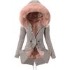 Generico Donna Giacca Parka Impermeabile Cappotto Invernale Caldo Cappotto Imbottita con Cappuccio in Pelliccia Piumino Donna 100 Grammi Mezza Stagione Giubbotto Trapuntato Sherpa Foderato