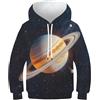 VesFy Pianeta Saturno Hoodie Traspirante Cappuccio Stampa 3D Stella Uomo Felpe Giacca Felpa Casual Pullover Maniche Lunghe Cappotto per Bambini con Teens per Bambini E Ragazzi 12-14Y