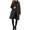 GUESS Women's Midweight Puffer Jacket Piumino Alternativo, Cappuccio in Pelliccia Sintetica Nera, M Donna