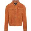 Infinity Leather Giacca da jeans in pelle western da uomo in pelle scamosciata di capra marrone chiaro