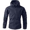 Duohropke Giacca softshell impermeabile da uomo, giacca da lavoro, giacca invernale foderata, giacca a vento con cappuccio, per esterni, calda, antivento, impermeabile, Blu, XL