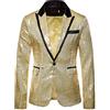 YOSUWOAI Giacca da uomo con paillette, oro glitterato, slim fit, blazer, a maniche lunghe, da lavoro, da discoteca, con scollo a V, per matrimoni e feste, abbigliamento formale, O Gold, L
