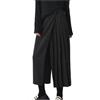 Saterkali Pantaloni culottes irregolari stile scuro nero tinta unita pieghettati pantaloni da donna casual elastico in vita pantaloni con design a gamba larga, Nero , 4X-Large