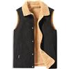 Generic Giacca da lavoro per il corpo da uomo 2024 regali di Natale da uomo moda retrò velluto a coste con velluto di agnello spesso gilet casual con cappuccio gilet per uomo, Nero , 3XL