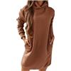 Generico Tuta Donna Felpa Abito con Cappuccio in Tinta Unita E Maglione Invernale A Maniche Lunghe E Felpe da Autunnali Lunga per Leggings con Zip Offerte Lampo del Giorno Abbigliamento (Khaki, XXL)