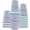 MP ECO SOLUTION Mecup Bicchieri in Carta Natalizi, Bicchieri Monouso Biodegradabili, 100 Pezzi, Tazza Caffè di Natale 200 ml, Usa e Getta, Per Bevande Calde e Fredde, Fantasia Natalizia. Fantasia: Bianco