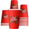 MP ECO SOLUTION Mecup Bicchieri in Carta Natalizi, Bicchieri Monouso Biodegradabili, 100 Pezzi, Tazza Caffè di Natale 200 ml, Usa e Getta, Per Bevande Calde e Fredde, Fantasia Natalizia. Fantasia: Merry Christmas