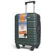 KINSTON Valigia Cabina per EasyJet 4 Ruote Rimovibili Dimensione LowCost - Bagaglio a Mano Leggero e Resistente, Ruote Girevoli Smontabili - Verde