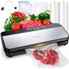 Pyukix Macchina Sottovuoto Alimenti 8-IN-1, Professionale 80KPA Vuoto Veloce, Stoccaggio Rotoli con Taglierina, Tubo a Vuoto, Conto alla Rovescia Digitale, 2 Sacchetti in Rotolo e 11 Sacchetti Sottovuoto