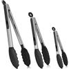 Ahigh Set di 3 pinze da cucina, con punta in silicone con blocco, resistenti al calore (480° F), ideali per cucinare, barbecue, insalata, pasticcini (nero 21 cm, 26 cm e 34 cm)