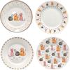 SPOTTED DOG GIFT COMPANY Piattini da Dessert, Set di 4 Piatti in Ceramica, Piatti per Torte, Frutta e Antipasti, Insalata, Adatti al Microonde e alla Lavastoviglie 19 cm - Gatti