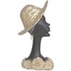 Romimex Busto Marrone Resina Donna Cappello 18 x 34 x 7 cm