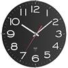 TFA Dostmann Orologio da parete analogico radiocomandato, 60.3509, orologio da parete per cucina, con vetro, grande, nero