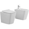 Yellowshop - Sanitari bagno a terra filo muro - Set vaso rimless e bidet completo di coprivaso soft-close serie Plain
