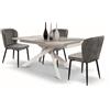 Tavolo BEVERLY HILLS in vetroceramica effetto marmo luxury pandora e metallo bianco, allungabile 160×90 cm - 240×90 cm