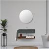 LBSIGN Lavabo Sospeso Antracite 80 Cm Con Mensola Effetto Legno E Specchio - Roma
