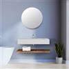 LBSIGN Lavabo Sospeso Bianco Opaco 100 Cm Con Mensola Effetto Legno E Specchio - Roma