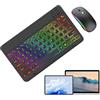 Generic Tastiera e mous wireless retroilluminati | Tastiera retroilluminata a 7 colori con 2 modalità di illuminazione | Set tastiera e mous portatili sottili per tablet, laptop, PC | Ideale per scuola,