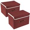 TYEERS Scatole Portaoggetti Tessuto, Lavabile, Scatole con Coperchio Pieghevole, 38x25x25 cm, Set di 2, Vino Rosso