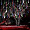 Kwaiffeo Decorazione Natalizia, 10 Tubi LED da 50 cm Effetto Pioggia di Meteoriti Luci da Fata per Esterni, Luci da Pioggia Impermeabili per Natale, Halloween, Albero di Natale, Matrimonio, Giardino