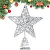 GXFCING Puntale per Albero di Natale, Punte Stella Argentata 3D Metallizzata Glitterata, Decorazione a Stella Albero di Natale, 20 x 15 cm (argento, M)