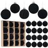 Miaikoe Set di 16 Palline di Natale in Velluto da Appendere, Palline di Natale Pre-legate Infrangibili in Plastica Floccata, Decorazioni Natalizie per Festival Vacanze e Feste (Nero, 6 CM)
