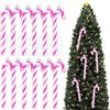 Axinyijia 12 Pezzi Bastoncini di Zucchero Natalizi Addobbi Albero di Natale, Ciondolo per Addobbi di Natale con Decorazioni Bastoncino di Zucchero (rosa rossa)