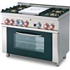 Allforfood Cucina a gas tuttapiastra + 4 fuochi con forno elettrico multifunzione allforfood tpfm4/610gem linea elle