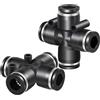 TAILONZ PNEUMATIC Raccordi a pressione diritti a 4 vie 8MM OD Raccordi a sgancio rapido in plastica per linee d'aria PZA-8 (confezione da 5)
