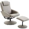 HOMCOM Poltrona Relax Reclinabile con Pouf Poggiapiedi Abbinato e Rivestimento in Finta pelle, 71x78x101cm, Grigia