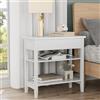 HOCSOK Tavolino da Salotto 2 Pezzi, Tavolino da Divano a 3 Ripiani, Piano Pieghevole per Camera da Letto, Soggiorno, Corridoio, Bianco, 60 x 30 x 60 cm
