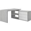 Composad | Scrivania della Linea PRATICO con 3 Cassetti e 2 Vani, Scrivania Angolare con Libreria e Cassetti, (LxAxP) 140x74,20x150 cm, Colore Cemento e Bianco Laccato, Made in Italy