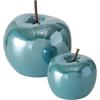ReWu - Set di 2 decorazioni a forma di mela in ceramica smaltata, lucide, color petrolio con effetto perlato