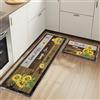 HSGLGNA Set di 2 tappeti da cucina antifatica, tappetini da cucina per la decorazione della casa e l'ufficio, impermeabili, antiscivolo, tappetini da cucina comodi (Girasole, 43x75+43x150cm)