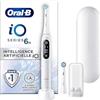 Oral-B Spazzolino Elettrico Ricaricabile iO 6N, Sensore di Pressione, Display Interattivo, Intelligenza Artificiale, 2 Testine, 1 Spazzolino, 1 Custodia da Viaggio, Bianco, Idea Regalo