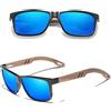 KINGSEVEN Occhiali da Sole in Legno per Uomo e Donna I Occhiali Polarizzati, Unisex, fatti a mano, con aste in legno di noce I Protezione UV400 I Lenti a Specchio alla Moda I Blu
