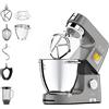 Kenwood KWL90.034SI Impastatrice Planetaria Titanium Chef Patissier XL con Ciotola EasyWarm da 7 L, Bilancia integrata, Potenza 1400W e Frullatore, Illuminazione in Ciotola, Argento