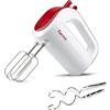 Girmi SB02 Sbattitore Elettrico, 170W, Sbattitori Inox per montare panna ed albumi, Funzione Turbo, Ganci Inox per impasti dolci e salati, 5 Velocità, Bianco/Rosso