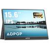 ADPOP Monitor Portatile 15.6'' FHD 1080P IPS Portable Monitor USB-C HDMI Gaming Travel Monitor PS5, Externer Zweiter Bildschirm Extender mit Smart Cover&Lautsprecher für Laptop/Phone/PS4/Xbox/Switch