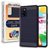 ebestStar - Cover per Samsung Galaxy A41, Custodia Protezione Carbonio Design, TPU Morbida Antiurto, Blu scuro