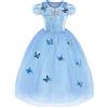 URAQT Vestito Cenerentola Bambina, Cenerentola Vestita di Blu Cenerentola Costume Carnevale, Principessa Cenerentola Costume Principessa Vestire per Halloween, Cosplay(150cm)