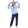 Disney Pigiama Donna Invernale Pile Stitch Minnie Minou Simba Winnie The Pooh (L, Blu Eeyore)