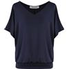 Van Der Rich ® - T-Shirt Oversize con Scollo a V - Donna(Navy, L)