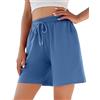 Jezonga Pantaloncini Estivi Donna Sportivi in Cotone - Pantaloni Corti Vita Alta Fitness Shorts Con Tasche Coulisse